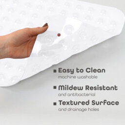 Oxford Homeware Suction Cups Gripper Shower Bath Mat Machine Washable Anti Mould And Mildew Bathroom Mat (White, 38X70Cm) - thumbnail 4