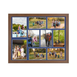AK Frames 20X16 Walnut Modern Multi Photo Frame With Blue Mount - Holds 9 Apertures (2X) 7X5, (7X) 6X4 Photos - thumbnail 1