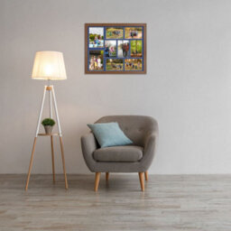 AK Frames 20X16 Walnut Modern Multi Photo Frame With Blue Mount - Holds 9 Apertures (2X) 7X5, (7X) 6X4 Photos - thumbnail 3