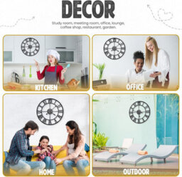 Large Black Wall Clock - 60Cm Round Silent Skeleton Roman Numerals Battery Hanging Clock For Living Room, Bedroom, Kitchen, Hotel - thumbnail 4