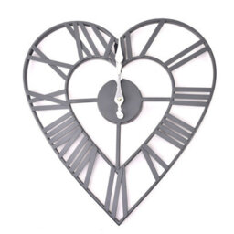 Hestia Metal Heart Shape Grey Wall Clock