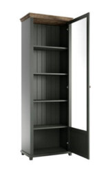 Arte Evora 06 Tall Display Cabinet In Green & Oak Lefkas - Showcase With Elegance - W710mm X H2000mm X D420mm - thumbnail 2