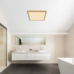 Luminosa Lighting Luminosa Sapana 42Cm Square Flush Ceiling Light Brass-Coloured Matt Ip44 Led 3000K - thumbnail 5