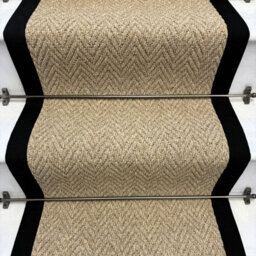 RainbowHome Andes Beige Stair Runner With 100% Black Cotton Border 55 700 - thumbnail 2