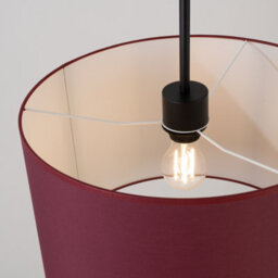 Luminosa Lighting Luminosa Nevia Cylindrical Pendant Ceiling Light Burgundy, Black 1X E27 - thumbnail 5