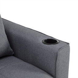 Btm 2 Seater Sofa Bed Grey With Cup Holders Pull Out Sleeper Convertible Fabric Sofa Chair - thumbnail 6