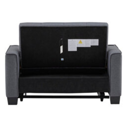 Btm 2 Seater Sofa Bed Grey With Cup Holders Pull Out Sleeper Convertible Fabric Sofa Chair - thumbnail 9