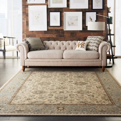 Living Treasure Rugs By Nourison Li16 In Ivory Aqua-178Cm(Circle) - image 1