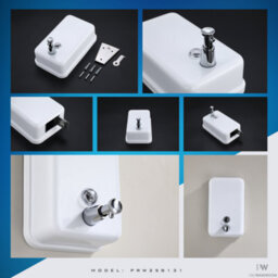 Mylek Pro-Washroom Manual Pump Soap Dispenser White Wall Mounted Large Commercial 1L - thumbnail 5