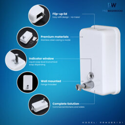 Mylek Pro-Washroom Manual Pump Soap Dispenser White Wall Mounted Large Commercial 1L - thumbnail 3