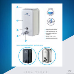 Mylek Pro-Washroom Manual Pump Soap Dispenser White Wall Mounted Large Commercial 1L - thumbnail 7