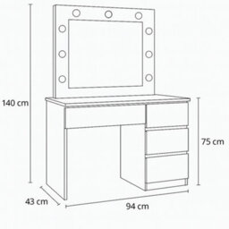 RAC3 Vanity Dressing Table With Led Lighted Mirror & Drawers Modern Makeup Desk With Storage For Bedroom ( Pink) - thumbnail 2