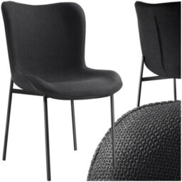 Tectake 1 Dining Chair Tessa - Ergonomic High Backrest, Slim Steel Legs, Soft Fabric  - Woven Fabric Black/black - thumbnail 1