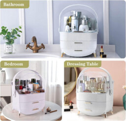 Alivio Multi-Function Makeup Case Dustproof Waterproof Cosmetics Storage Box, Bedroom Dressing Makeup Organizer - White - thumbnail 7