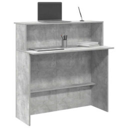Berkfield Durable Reception Desk Concrete Grey 100X50X103.5 Cm Engineered Wood - thumbnail 2
