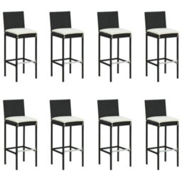 Berkfield 9 Piece Garden Bar Set With Cushions Poly Rattan Black - thumbnail 2