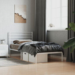 Berkfield Metal Bed Frame With Headboard White 75X190 Cm 2Ft6 Small Single - thumbnail 3