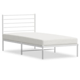 Berkfield Metal Bed Frame With Headboard White 75X190 Cm 2Ft6 Small Single - thumbnail 2