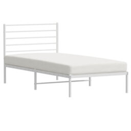 Berkfield Metal Bed Frame With Headboard White 75X190 Cm 2Ft6 Small Single - thumbnail 4