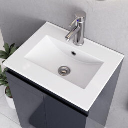 Belofay Denvor Grey 500mm Floor Standing Bathroom Vanity Unit With Basin - Laquered Cloakroom Vanity Unit With 1 Tap Hole Ceramic - thumbnail 4