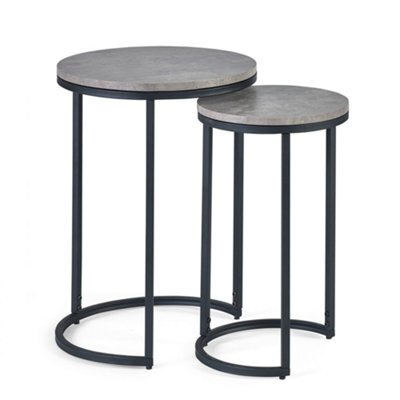 Oakham Harstad Round Nesting Side Tables In Concrete And Black - image 1