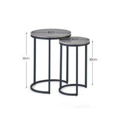 Oakham Harstad Round Nesting Side Tables In Concrete And Black - thumbnail 3