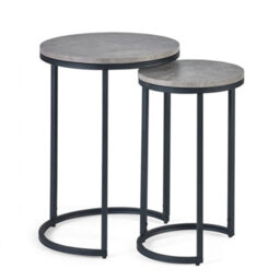 Oakham Harstad Round Nesting Side Tables In Concrete And Black - thumbnail 1