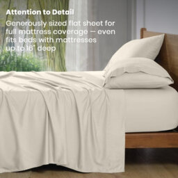Aspire Homeware 100% Egyptian Cotton Flat Sheet Deep Coverage Ultracool Flat Bedding Cream Sheet Super King, (L)310Cmx(W)270Cm - thumbnail 5