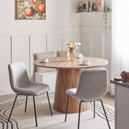 Wyld And Coco Nordicnest Set Of 2 Armless Dining Chairs In Light Grey Fabric, Padded Seats, Iron Frame, W46 X D55 X H81Cm - thumbnail 2