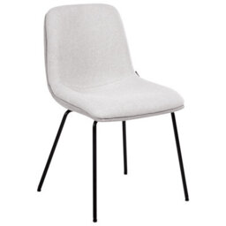 Wyld And Coco Nordicnest Set Of 2 Armless Dining Chairs In Light Grey Fabric, Padded Seats, Iron Frame, W46 X D55 X H81Cm - thumbnail 4