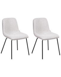Wyld And Coco Nordicnest Set Of 2 Armless Dining Chairs In Light Grey Fabric, Padded Seats, Iron Frame, W46 X D55 X H81Cm - thumbnail 3