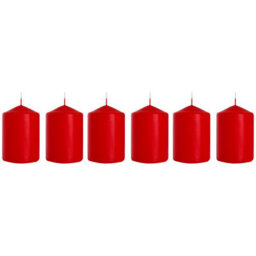 "SolaDirect Set Of 6 Pillar Candles, Votive Candles, Decorative Household Candles - Up To 66 Hours - 15 X 7 Cm / 6 X 2.75"" (Red, Matt)" - thumbnail 8