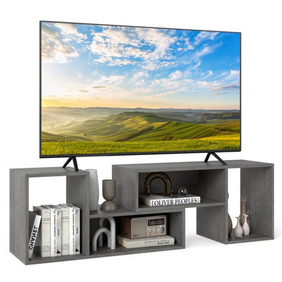 Gainoom 2-Piece Grey Console Tv Stand Modern Minimalist Entertainment Center - image 1