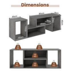 Gainoom 2-Piece Grey Console Tv Stand Modern Minimalist Entertainment Center - thumbnail 2