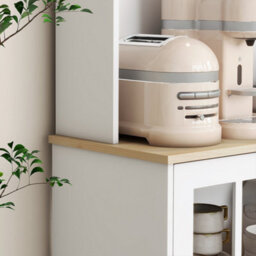"Homcom 72"" Kitchen Solid Storage Sideboard Cabinet With Glass Door, White" - thumbnail 9