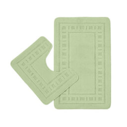 Catherine Lansfield Bathroom Armoni Bath Mat And Pedestal Set Sage - thumbnail 4