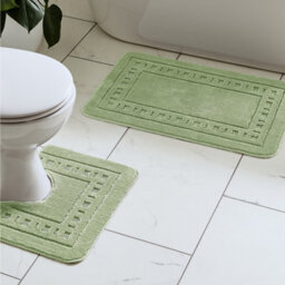 Catherine Lansfield Bathroom Armoni Bath Mat And Pedestal Set Sage