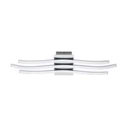 Modern Chrome Flush Mount Ceiling Light With White Shade And Led Bulb
