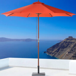 Wyld And Coco Garden Parasol Red 270Cm Octagonal Foldable Outdoor Parasol With Birch Pole - thumbnail 2