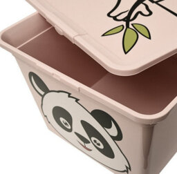 B2C Toy Storage Box Tub Lid Kids Bedroom Organizer Pastel Cute Animal Chest Bin Pink Panda 30L - thumbnail 5