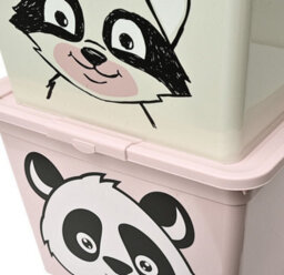 B2C Toy Storage Box Tub Lid Kids Bedroom Organizer Pastel Cute Animal Chest Bin Pink Panda 30L - thumbnail 8