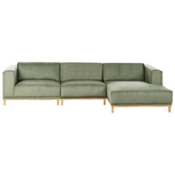 Beliani Corner Sofa 5 Seater Veng Corduroy Green Left Hand - thumbnail 4