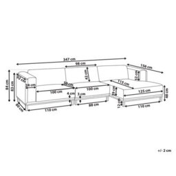 Beliani Corner Sofa 5 Seater Veng Corduroy Green Left Hand - thumbnail 3