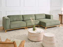 Beliani Corner Sofa 5 Seater Veng Corduroy Green Left Hand - thumbnail 2