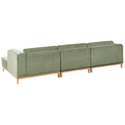 Beliani Corner Sofa 5 Seater Veng Corduroy Green Left Hand - thumbnail 6