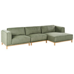 Beliani Corner Sofa 5 Seater Veng Corduroy Green Left Hand - thumbnail 5