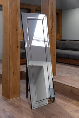 Mirroroutlet Langley All Glass Bevel Free Standing Cheval Dress Mirror 5Ft7 X 1Ft11, 170Cm X 58Cm - image 1