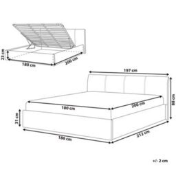 Beliani Ottoman Bed Fabric Orbey 180 X 200 Cm (Eu Super King) Grey - thumbnail 3