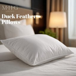 MHG Living Premium Hotel Quality Duck Feather Pillow Pair - T220 Down-Proof Cotton Cover - thumbnail 2