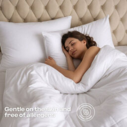 MHG Living Premium Hotel Quality Duck Feather Pillow Pair - T220 Down-Proof Cotton Cover - thumbnail 4